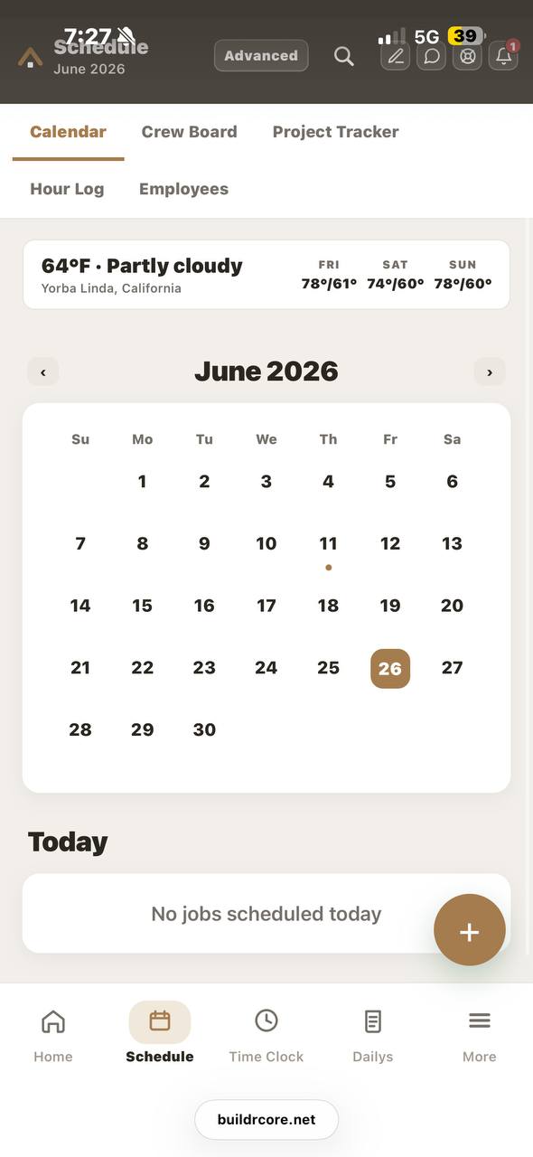 BUILDRCORE schedule