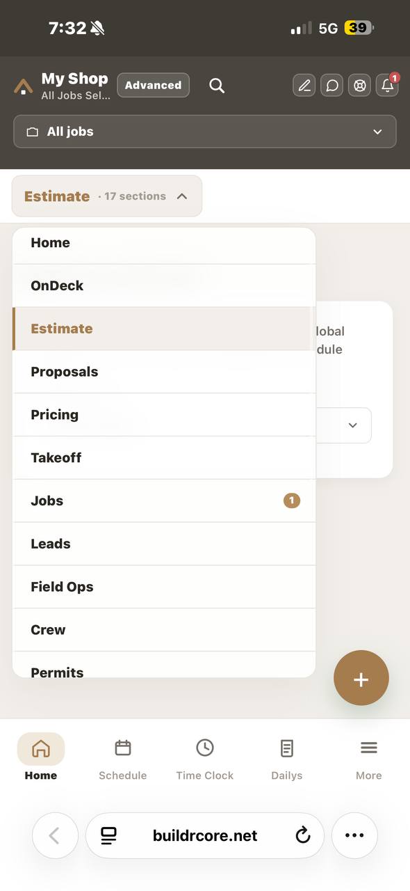 App sections